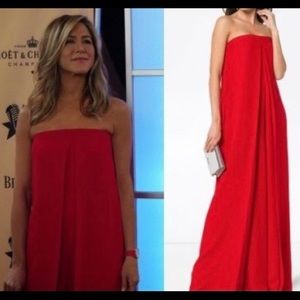 Red jumpsuit maxi gown style like Anthropologie